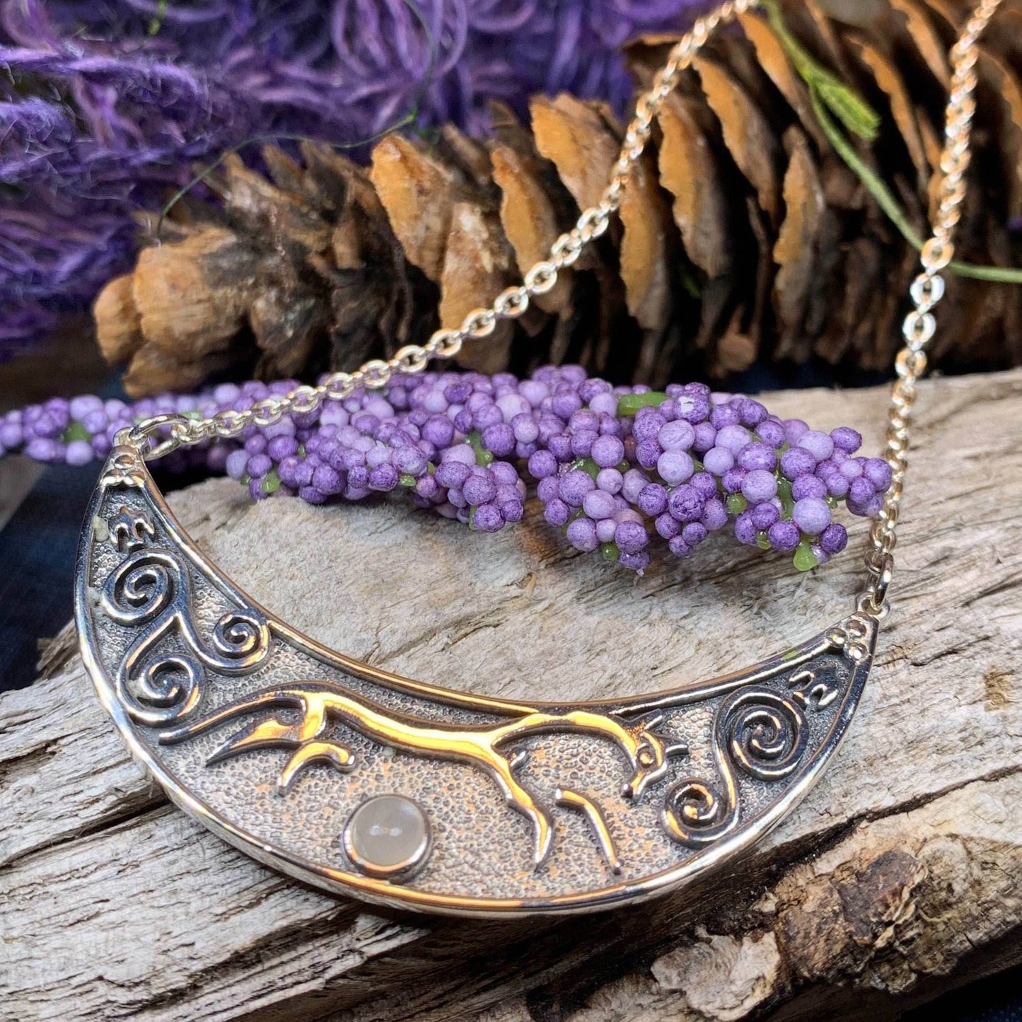 Epona Celtic Horse Moonstone Necklace - 