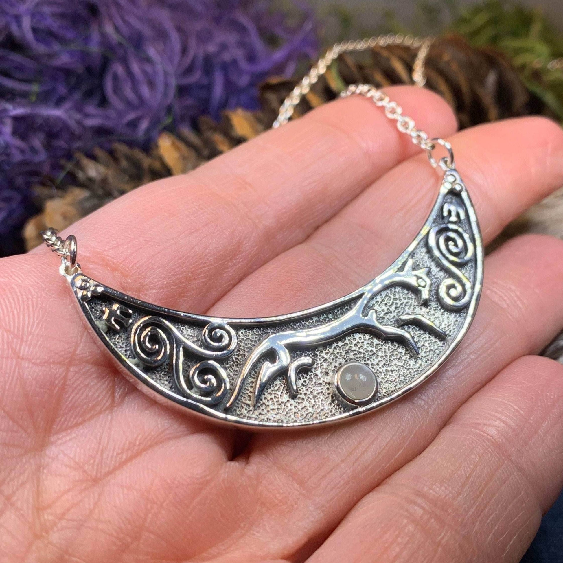 Epona Celtic Horse Moonstone Necklace - 