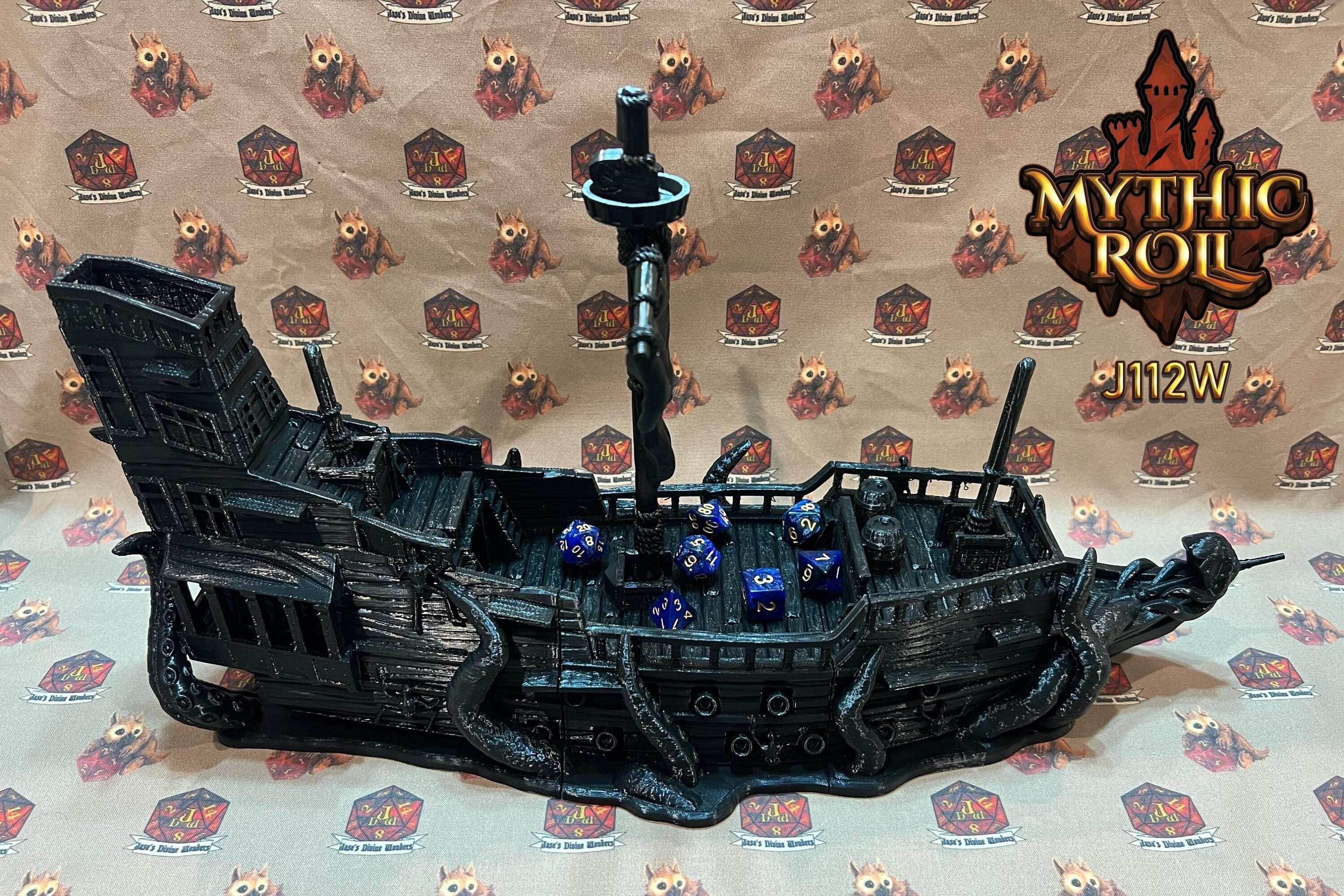 Ghost Pirate Ship Dice Tower and Storage - Black