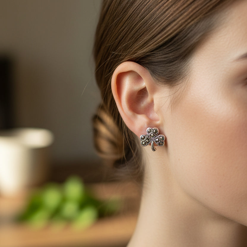 Marcasite Shamrock Earrings