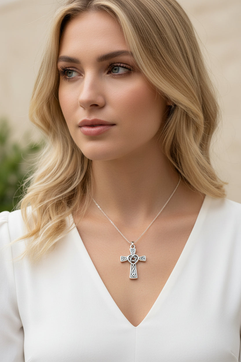 Noble Heart Celtic Cross Necklace