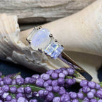 Luna Di Moonstone Ring, - 10 / Diamond CZ Side