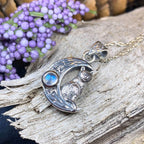 Celtic Cat in the Moon Necklace - 18 / Amethyst