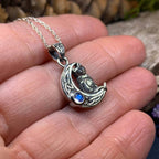 Celtic Cat in the Moon Necklace - 18 / Amethyst