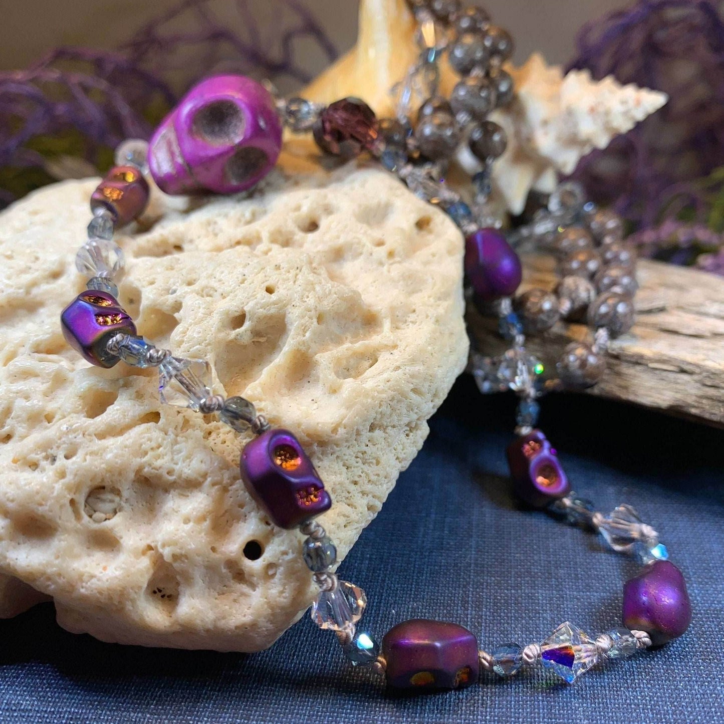 Purple Magic Long Beaded Necklace - 