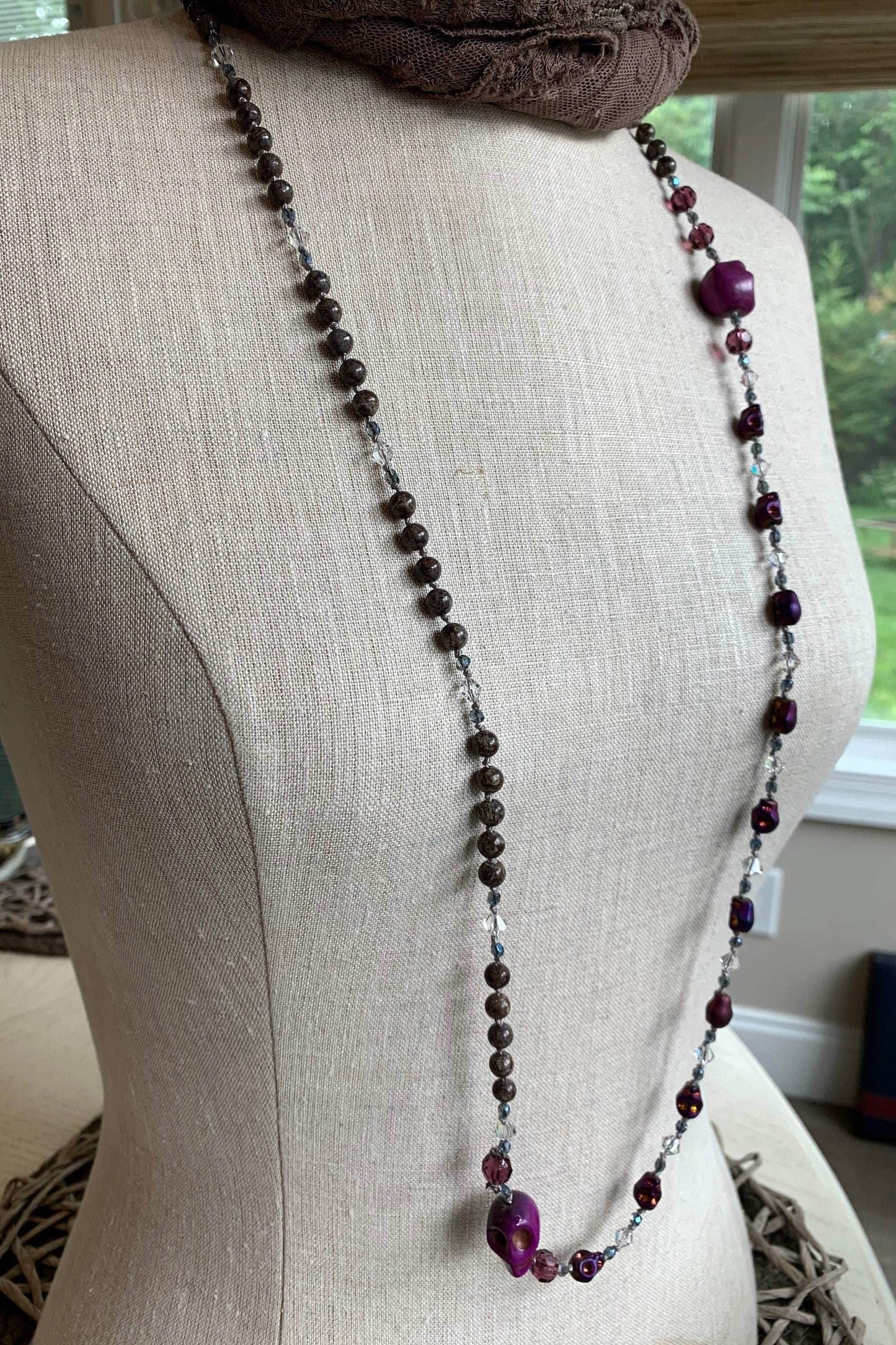 Purple Magic Long Beaded Necklace - 