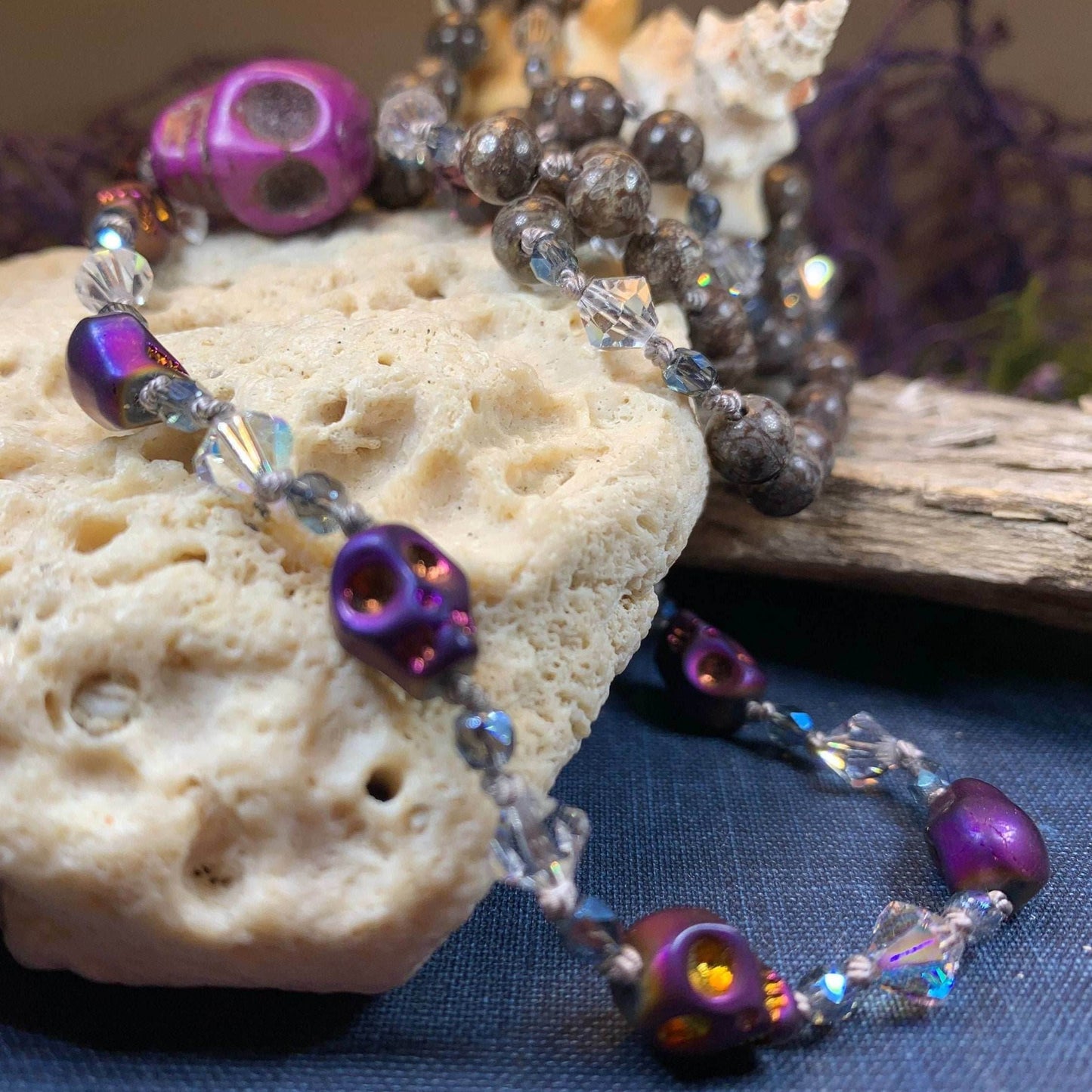 Purple Magic Long Beaded Necklace - 