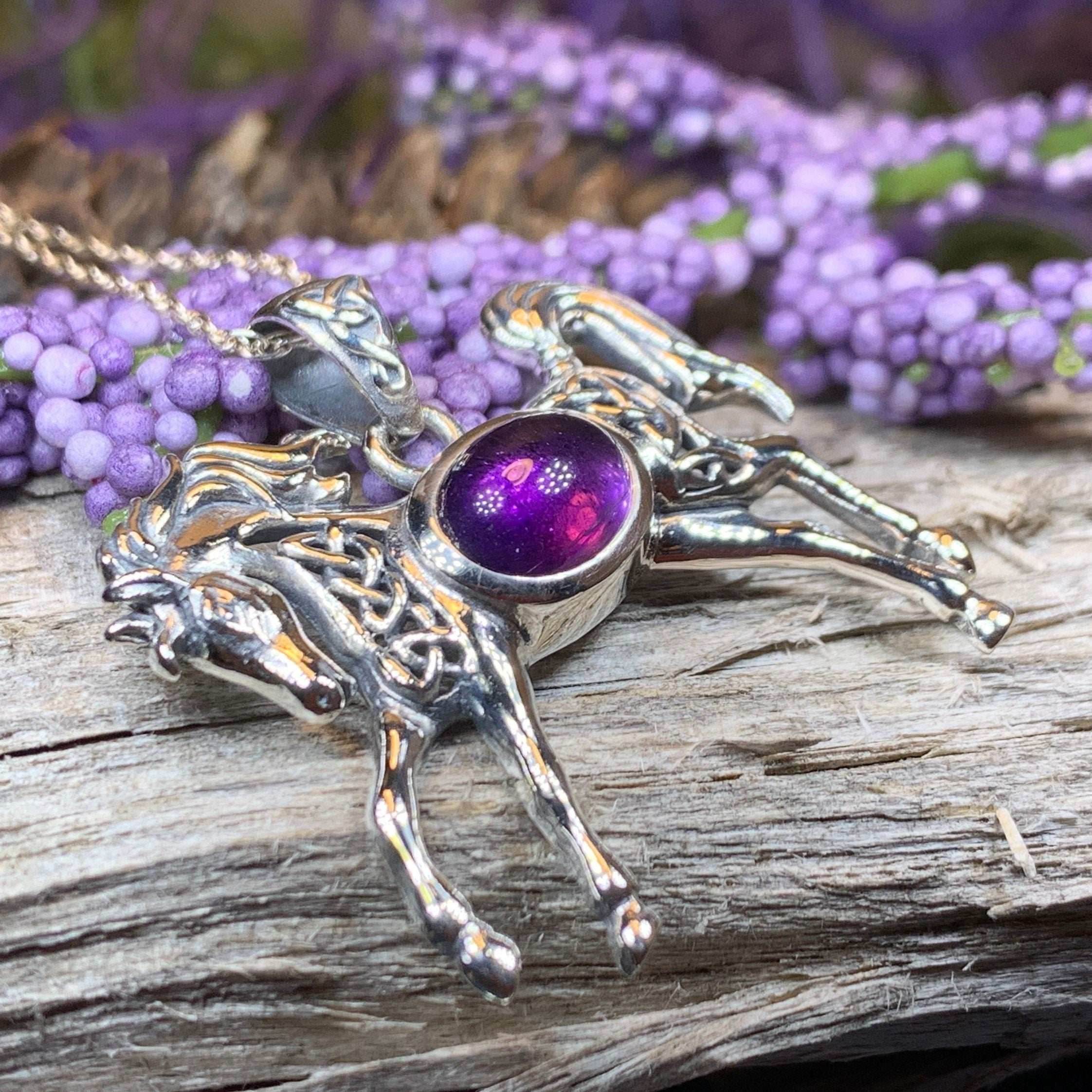 Finbar Horse Necklace - 18 / Amethyst