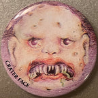 Vintage 1980s Crater Face Gross-Out Monster Pin 📌 Cratered Grimace Pinback Button, Weird Retro Collectible