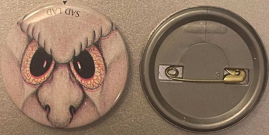 Vintage 1980s Sad Lad Gross-Out Pin 📌 Droopy Bloodshot Monster Face, Pin-Back Button in the Spirit of the 80s Gross-Out Craze