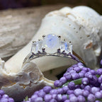 Luna Di Moonstone Ring, - 10 / Diamond CZ Side