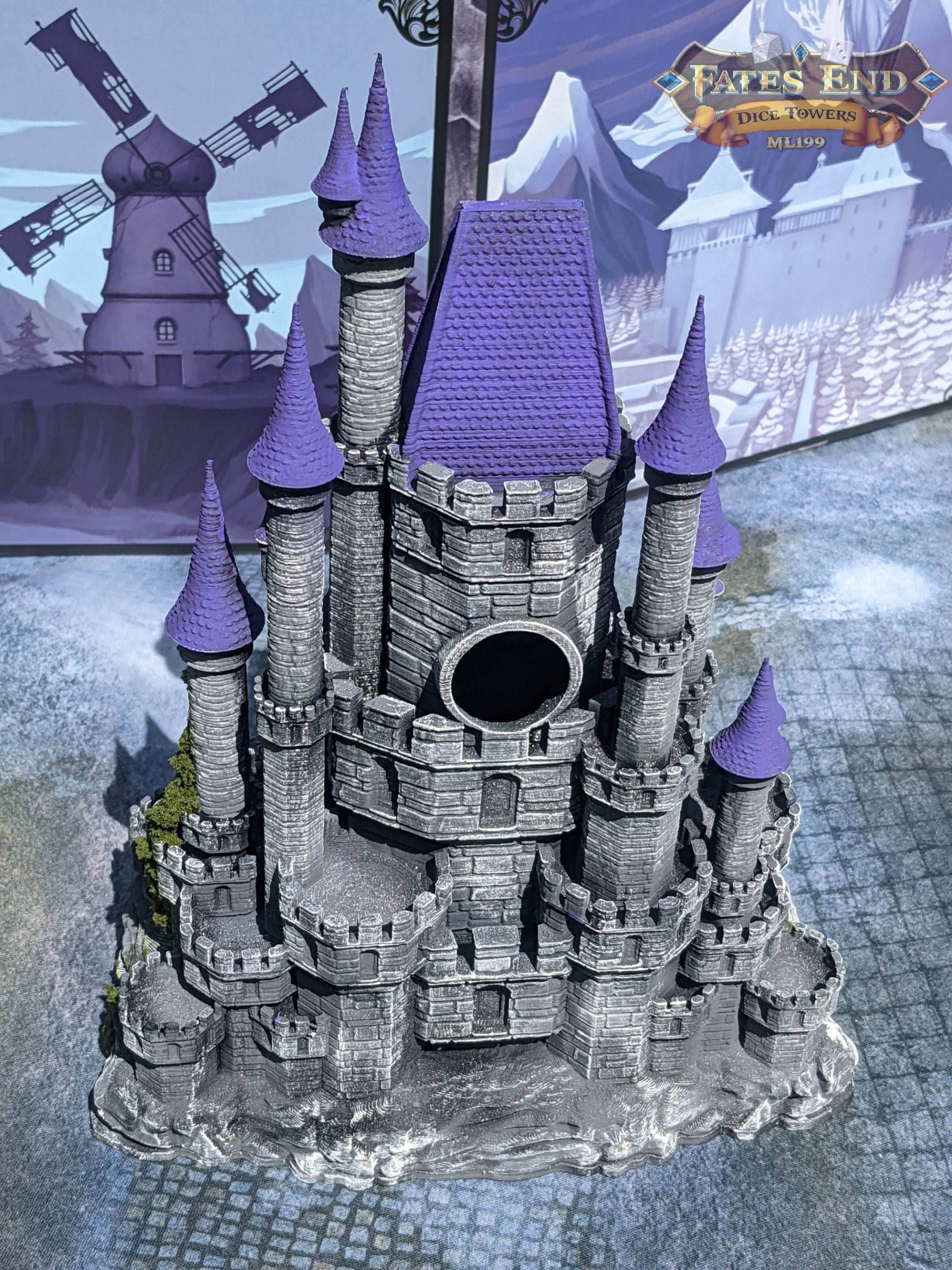 Mimic Castle 3D Printed Dice Tower- Fate's End Collection- Conquer the Mysteries of the Mimic Castle! - Black / Yes- Include Random Dice Set