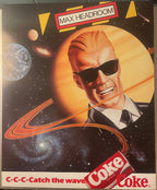 Vintage 1986 Max Headroom Coca-Cola Poster 🚀 "C-C-C-Catch the Wave" Space Theme Advertising Litho, Plate-Signed McKelvey