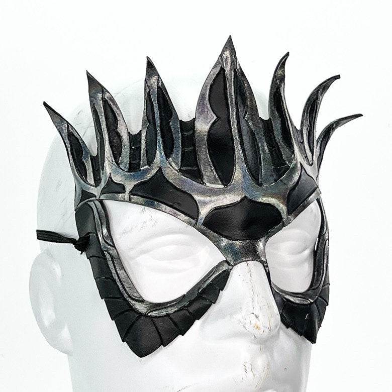 Masquerade Crown Mask of Handmade Genuine Leather in Metallics - 