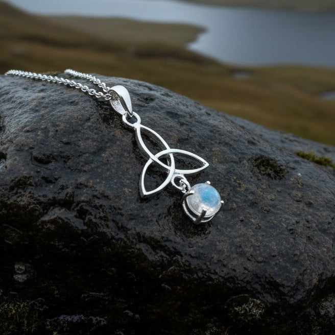 Moonstone Trinity Knot Necklace