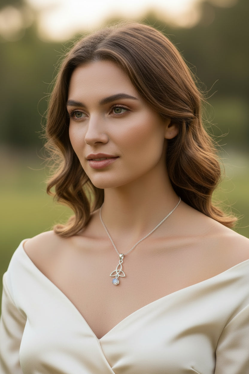 Moonstone Trinity Knot Necklace