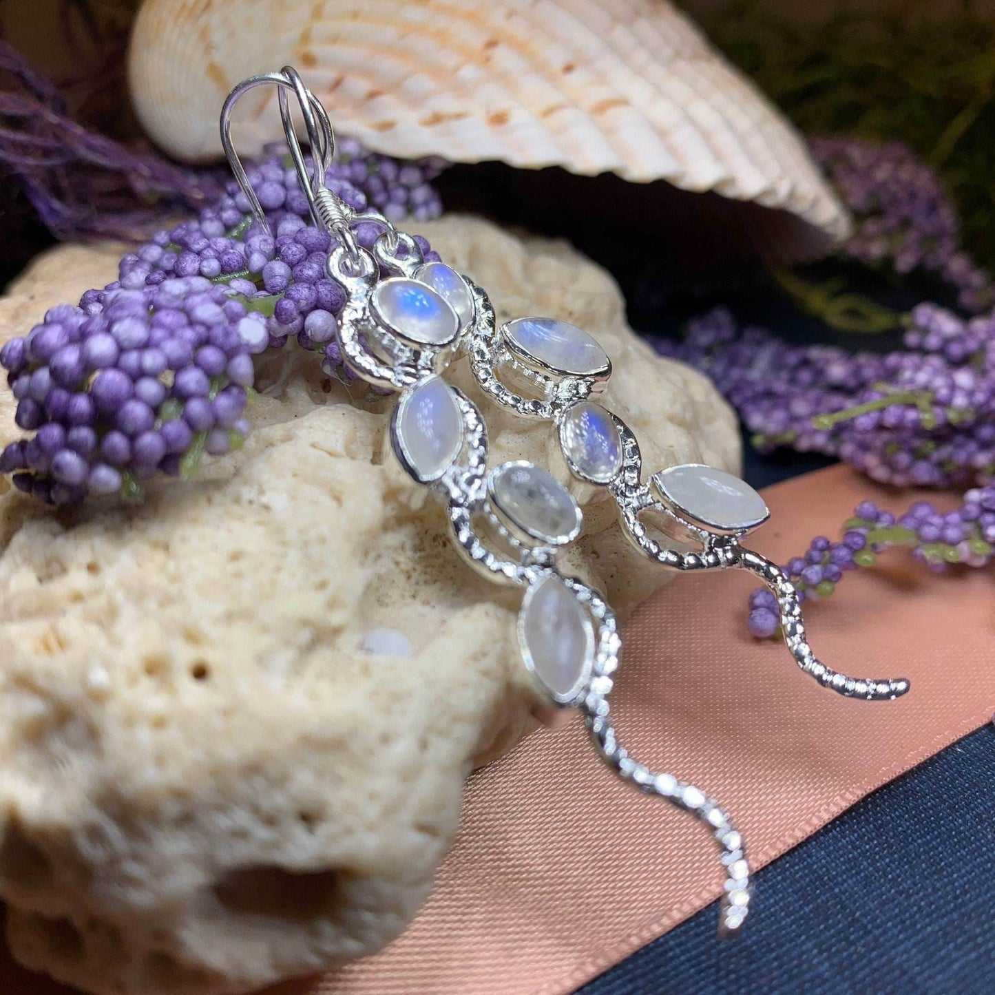 Milky Way Moonstone Earrings - 