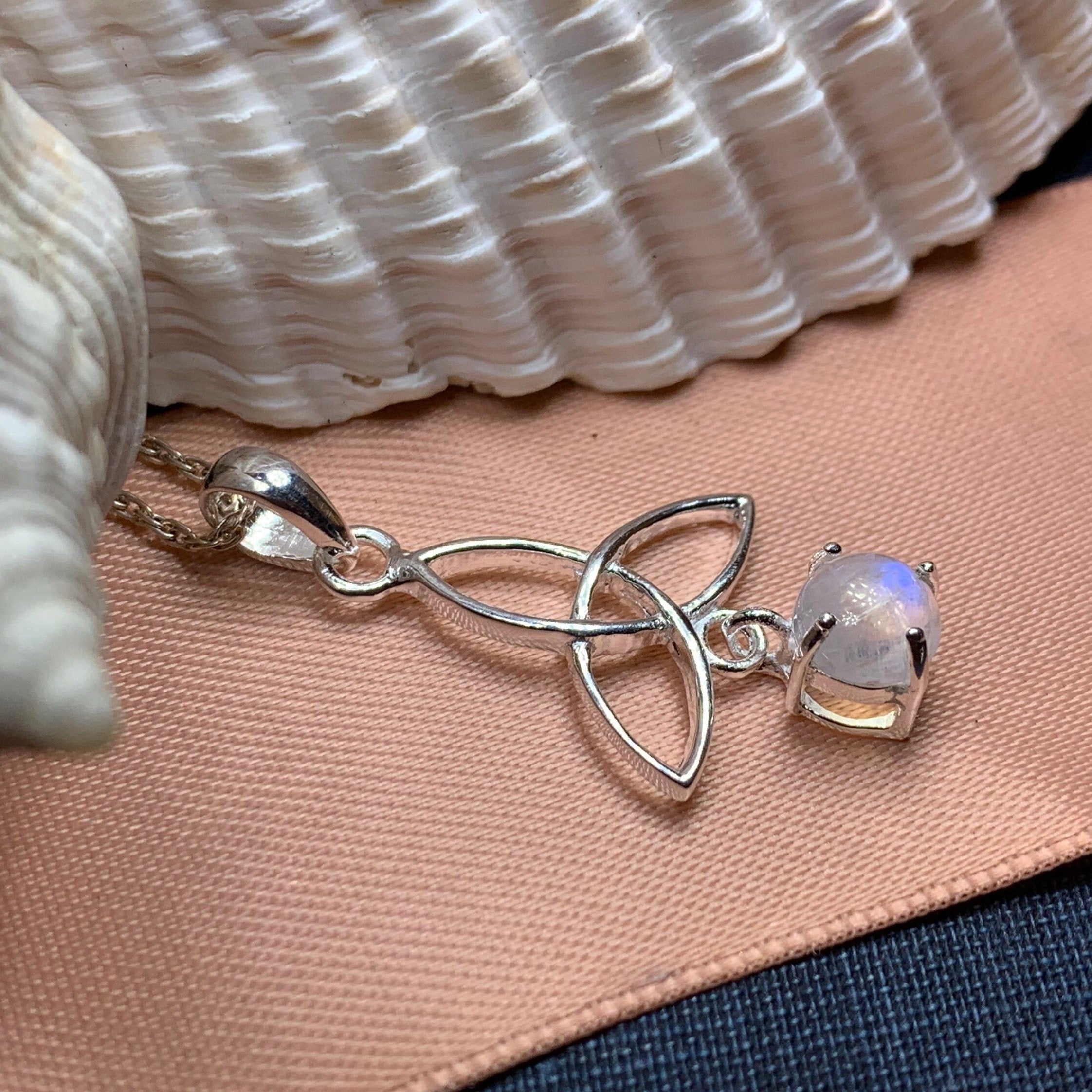 Moonstone Trinity Knot Necklace