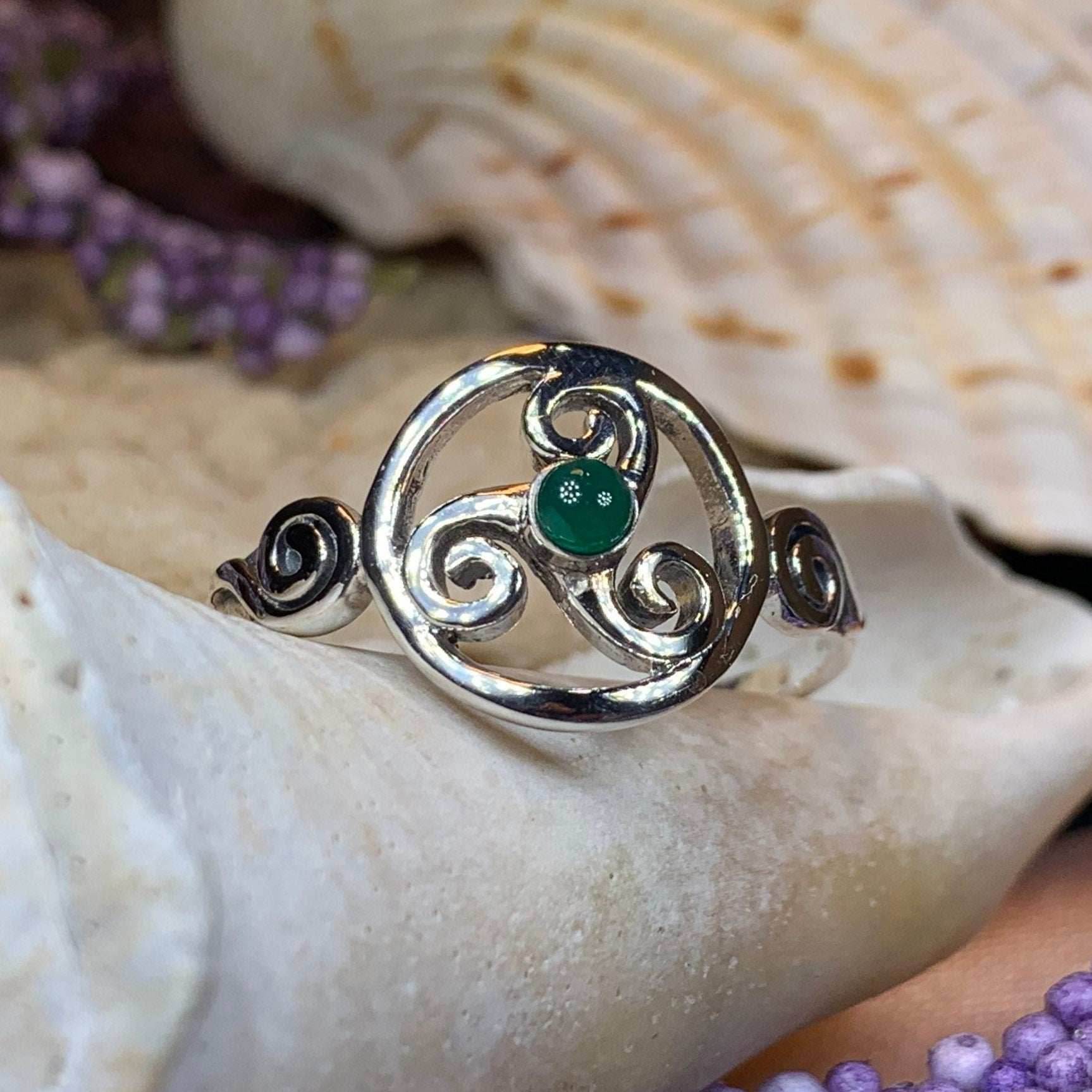 Amrita Celtic Spiral Ring - 5 / Moonstone