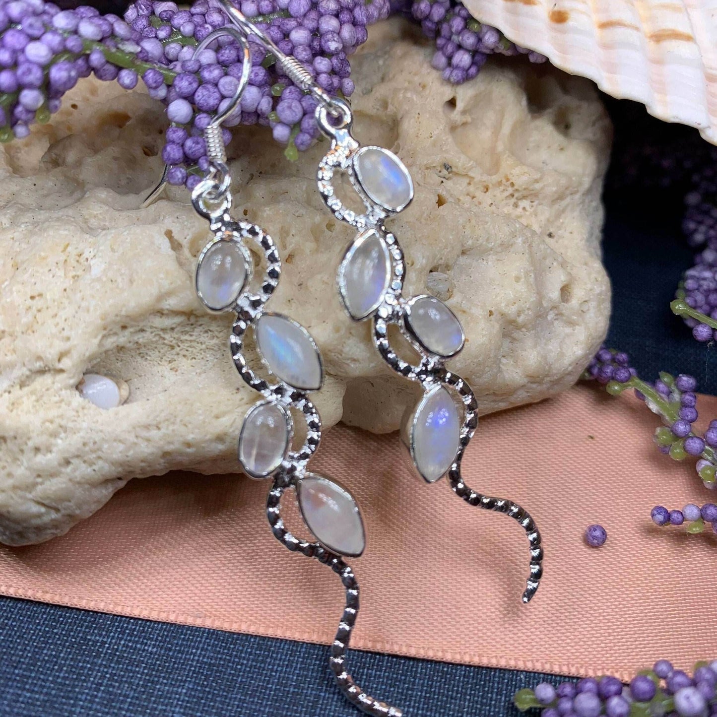 Milky Way Moonstone Earrings - 