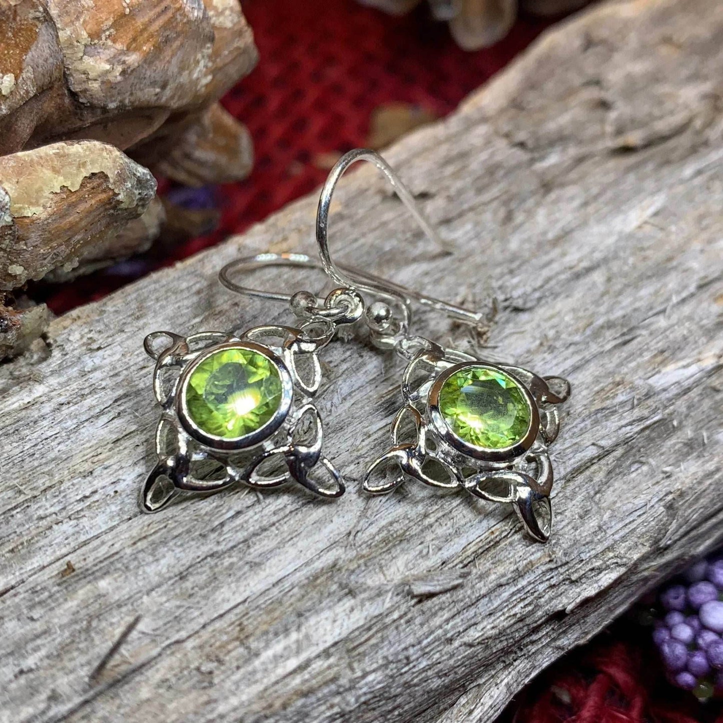 Annalise Gemstone Trinity Knot Earrings - Peridot