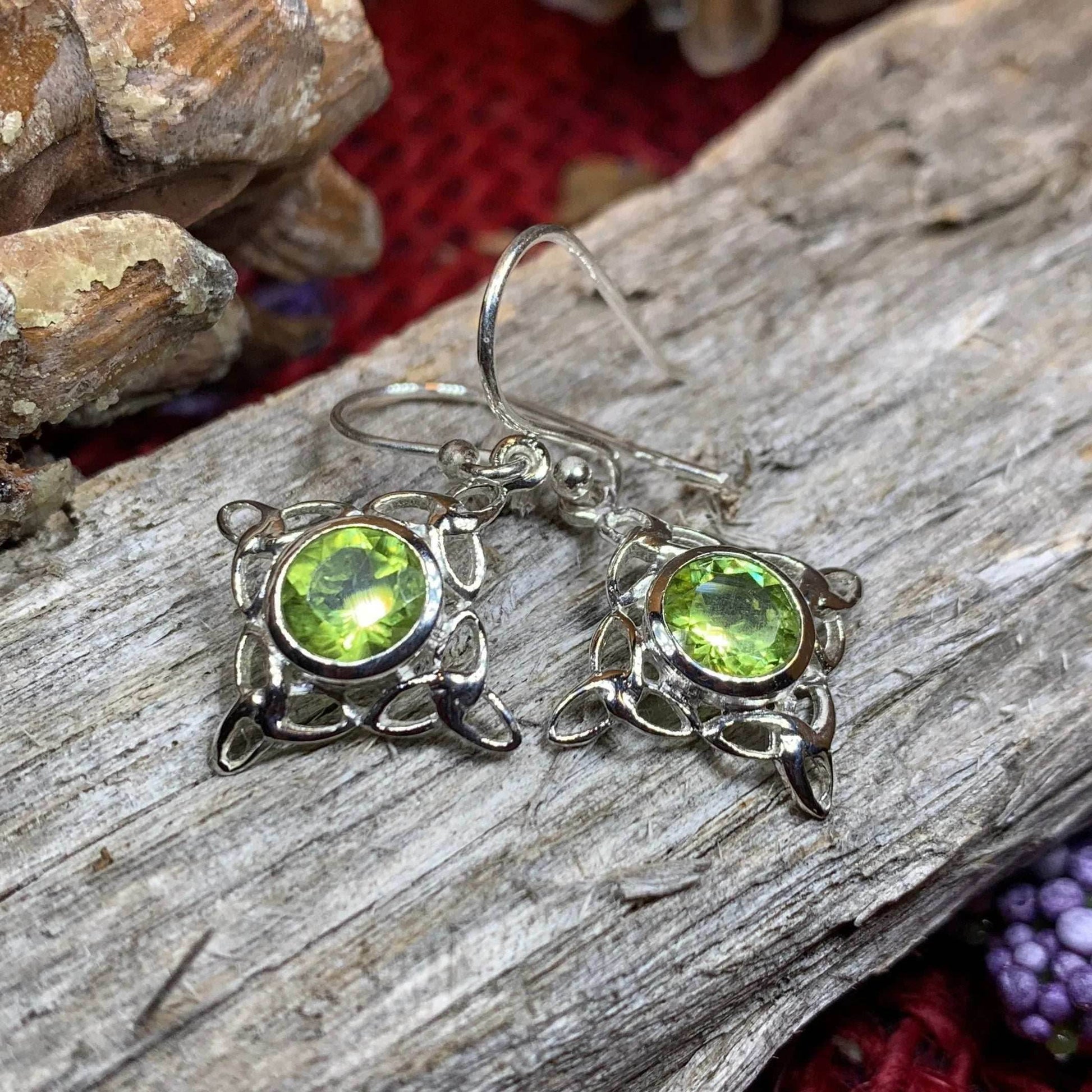 Annalise Gemstone Trinity Knot Earrings - Peridot