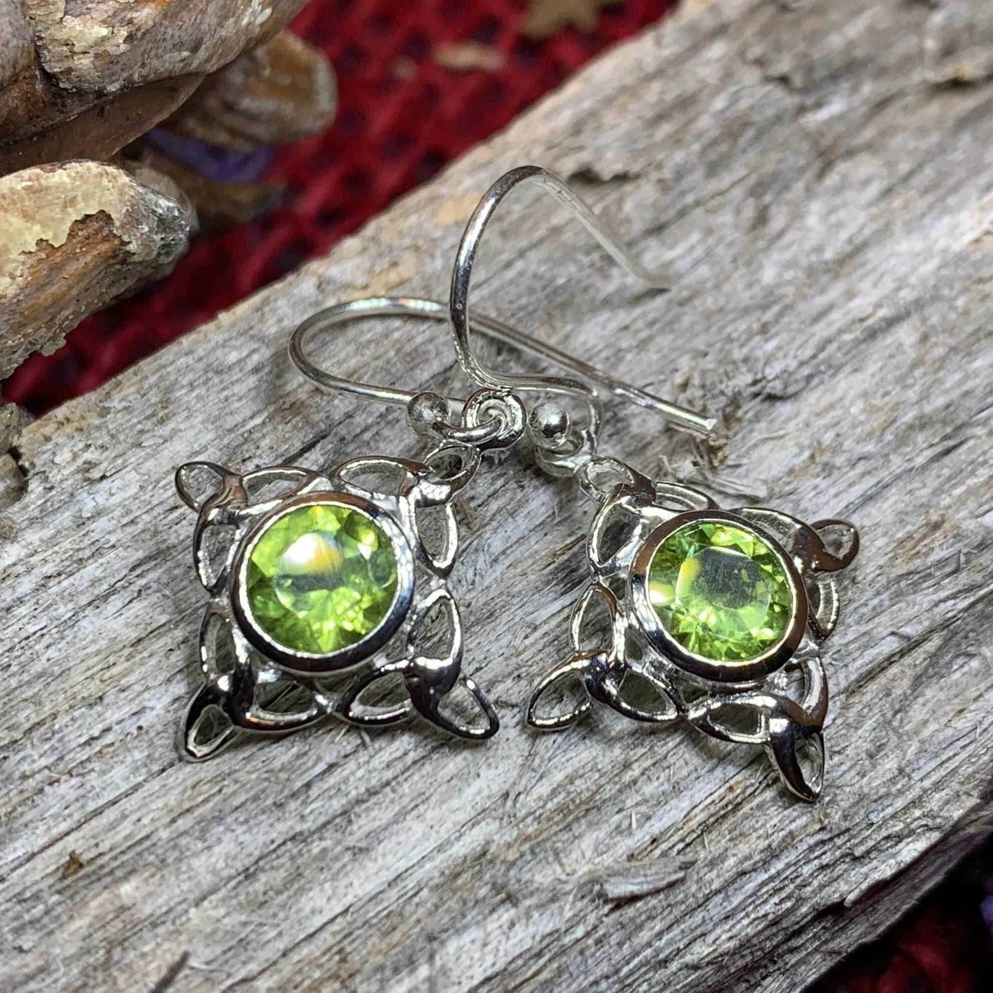Annalise Gemstone Trinity Knot Earrings - Peridot