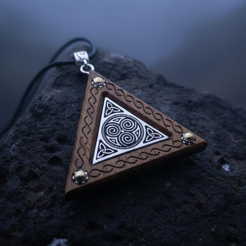 Black Walnut Triple Spiral Necklace