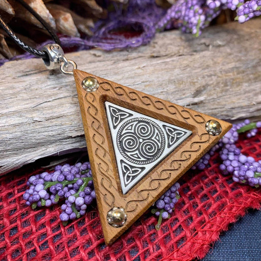 Black Walnut Triple Spiral Necklace - 