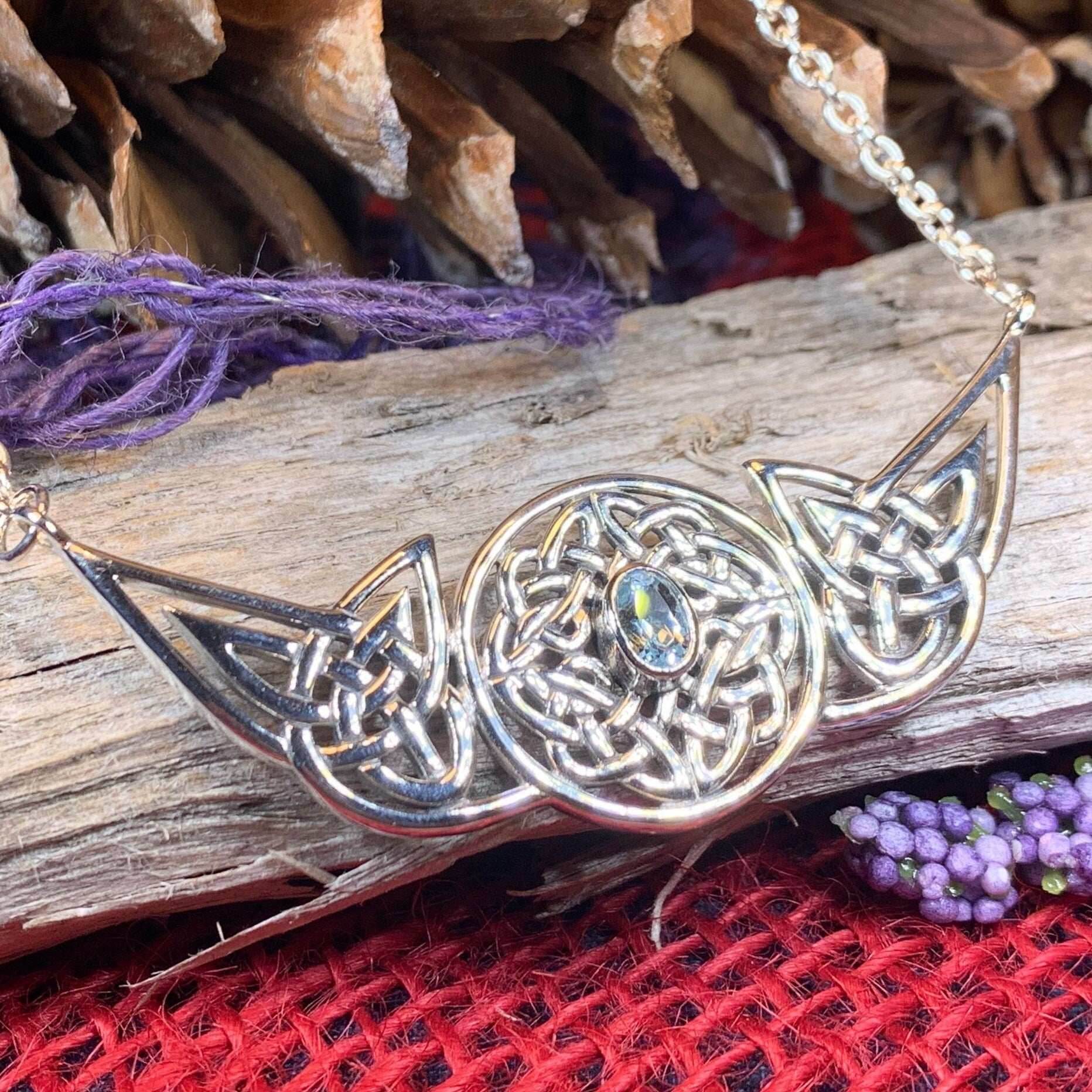 Glorious Celtic Wheel of Life Necklace - Topaz