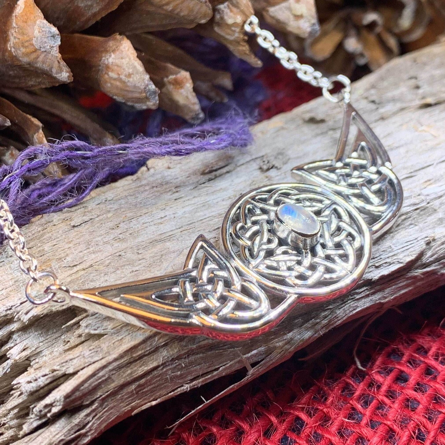 Glorious Celtic Wheel of Life Necklace - Moonstone