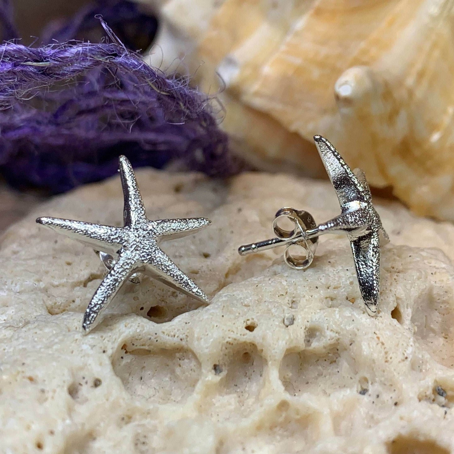 Satin Starfish Earrings - 