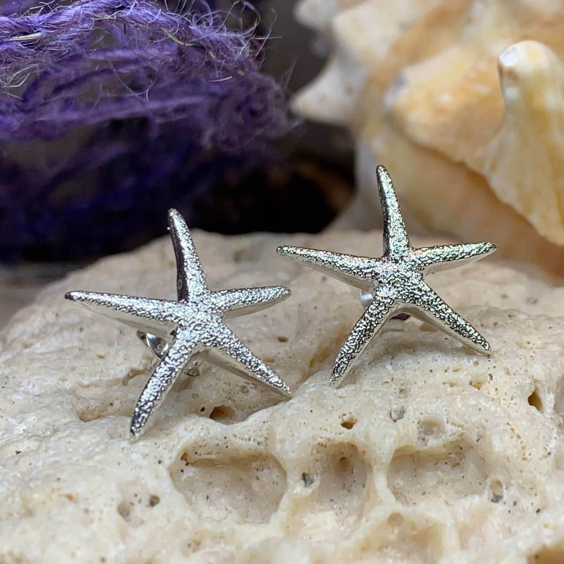 Satin Starfish Earrings - 