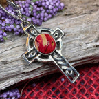 Heathergems Celtic Cross Necklace - Red