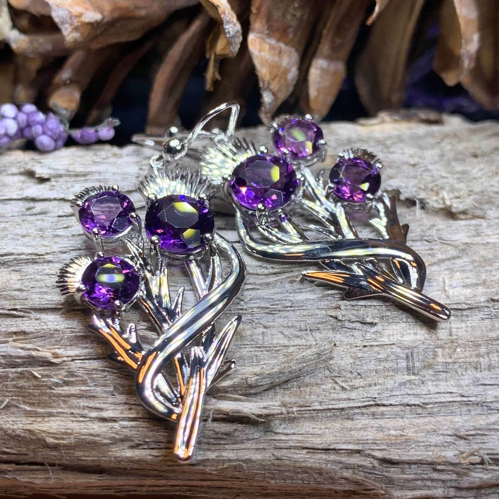 Cairn Croy Thistle Amethyst Earrings - 