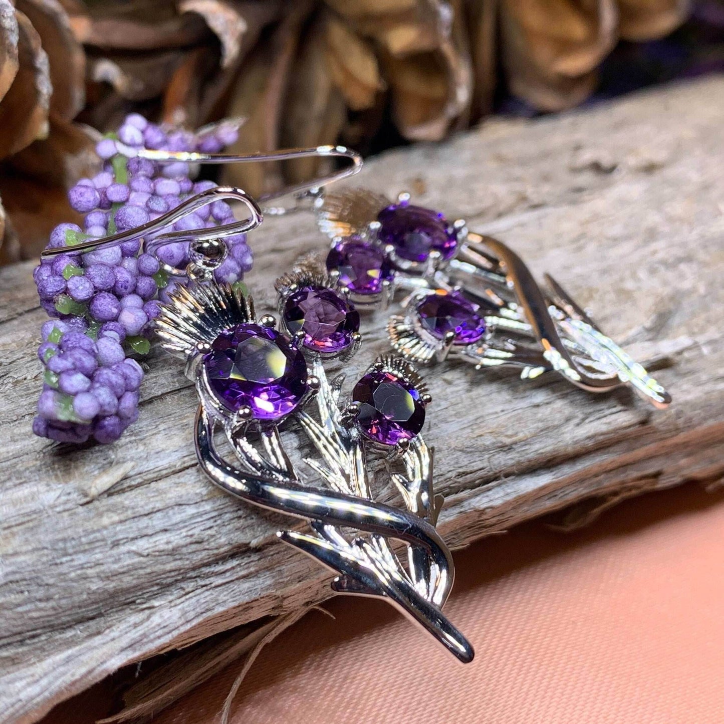 Cairn Croy Thistle Amethyst Earrings - 