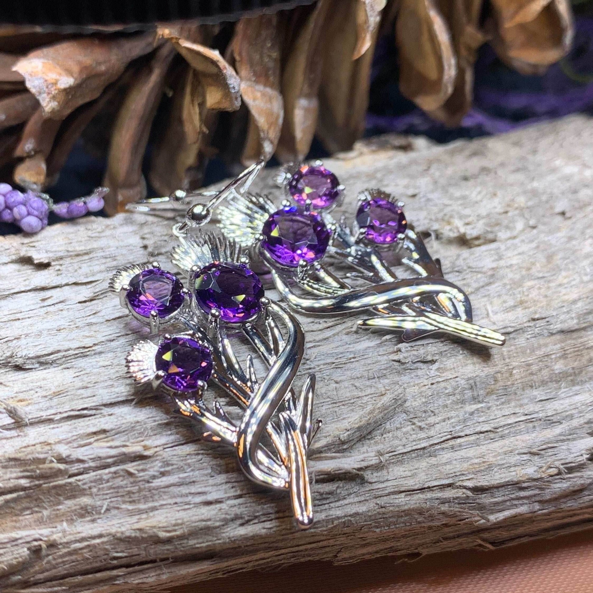 Cairn Croy Thistle Amethyst Earrings - 