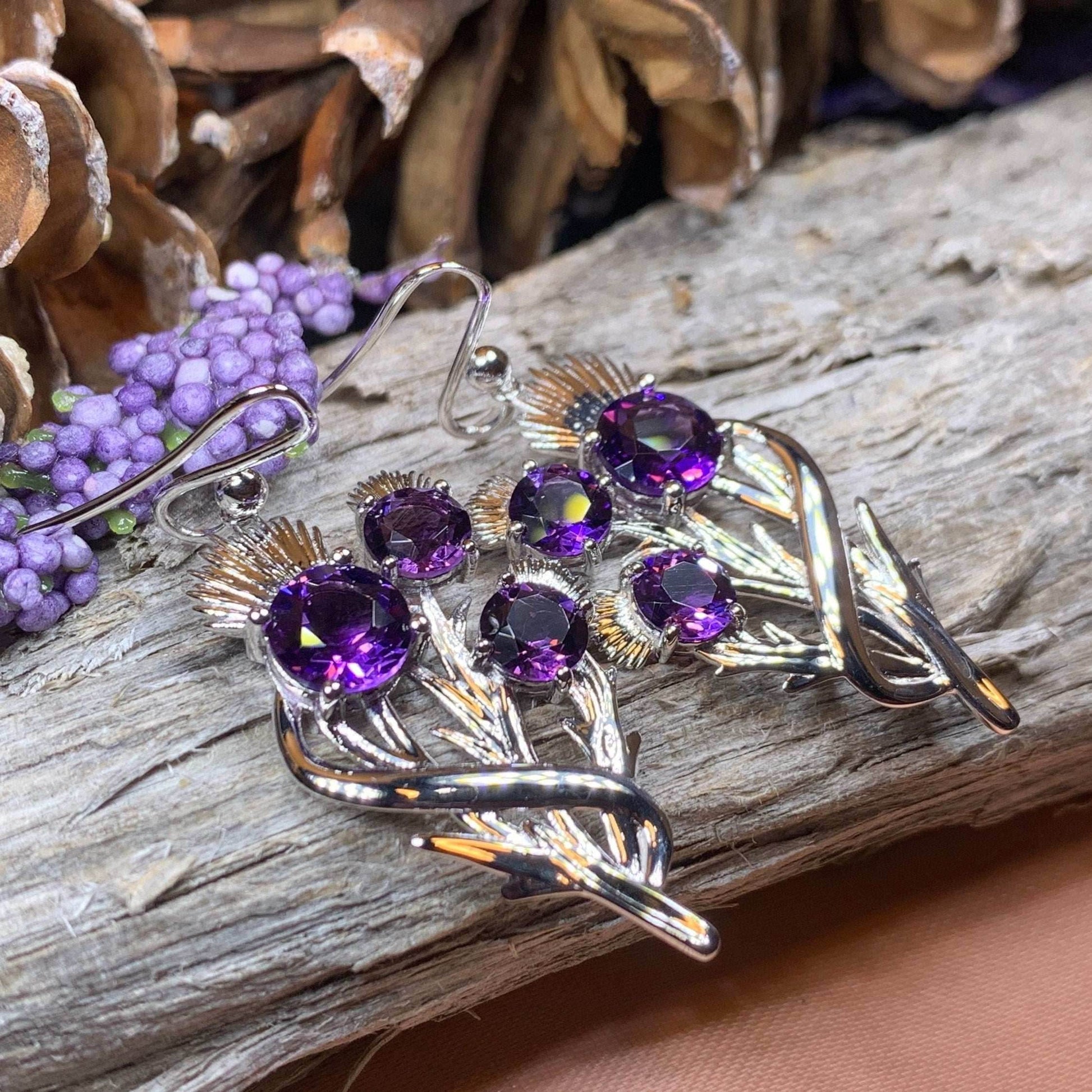 Cairn Croy Thistle Amethyst Earrings - 