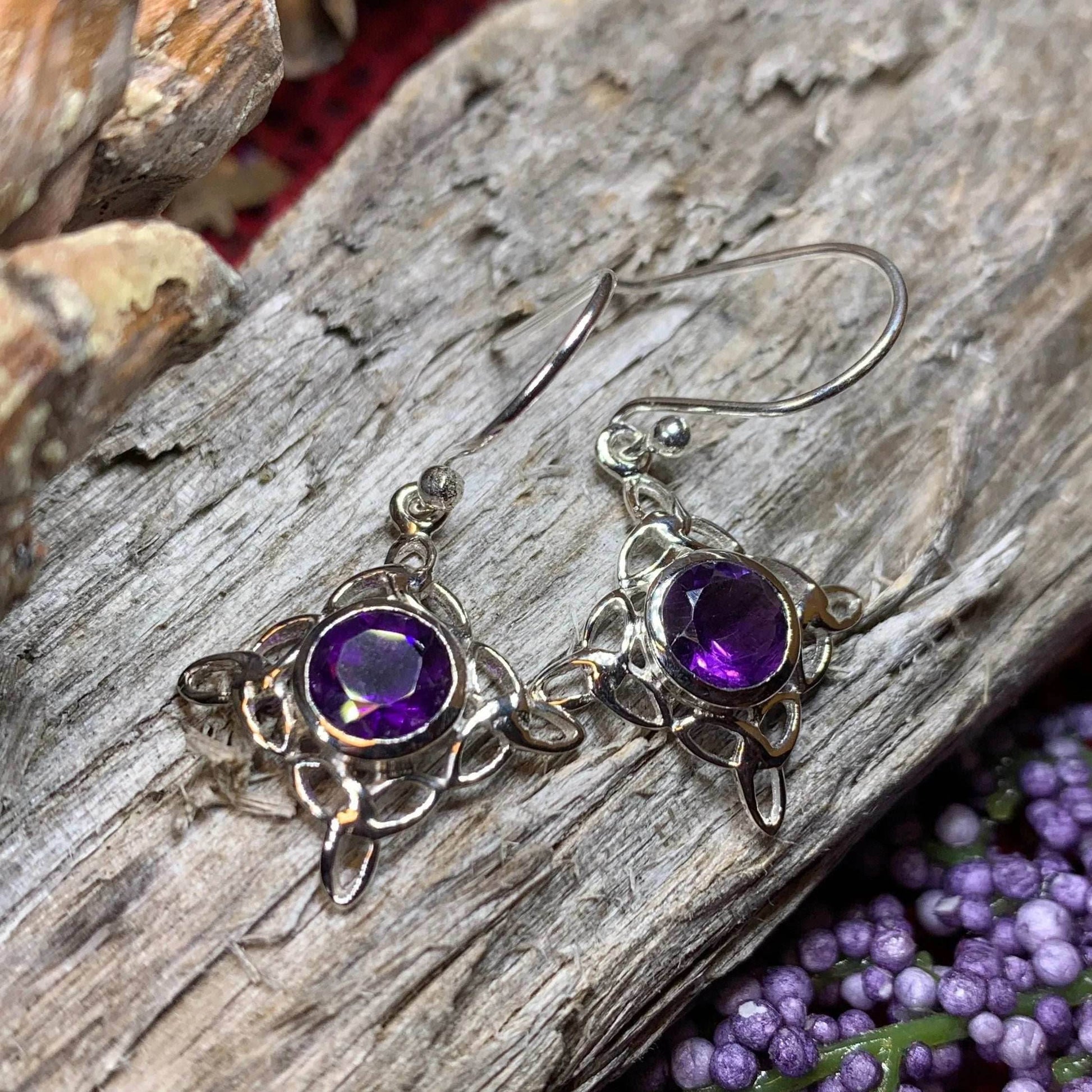 Annalise Gemstone Trinity Knot Earrings - Amethyst