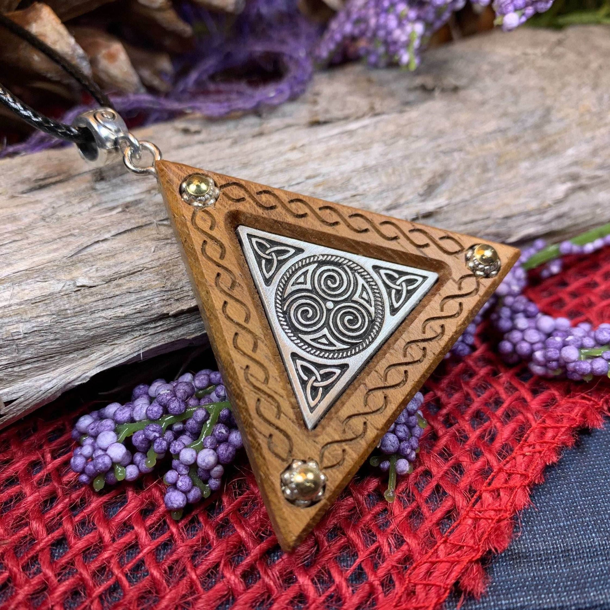 Black Walnut Triple Spiral Necklace - 