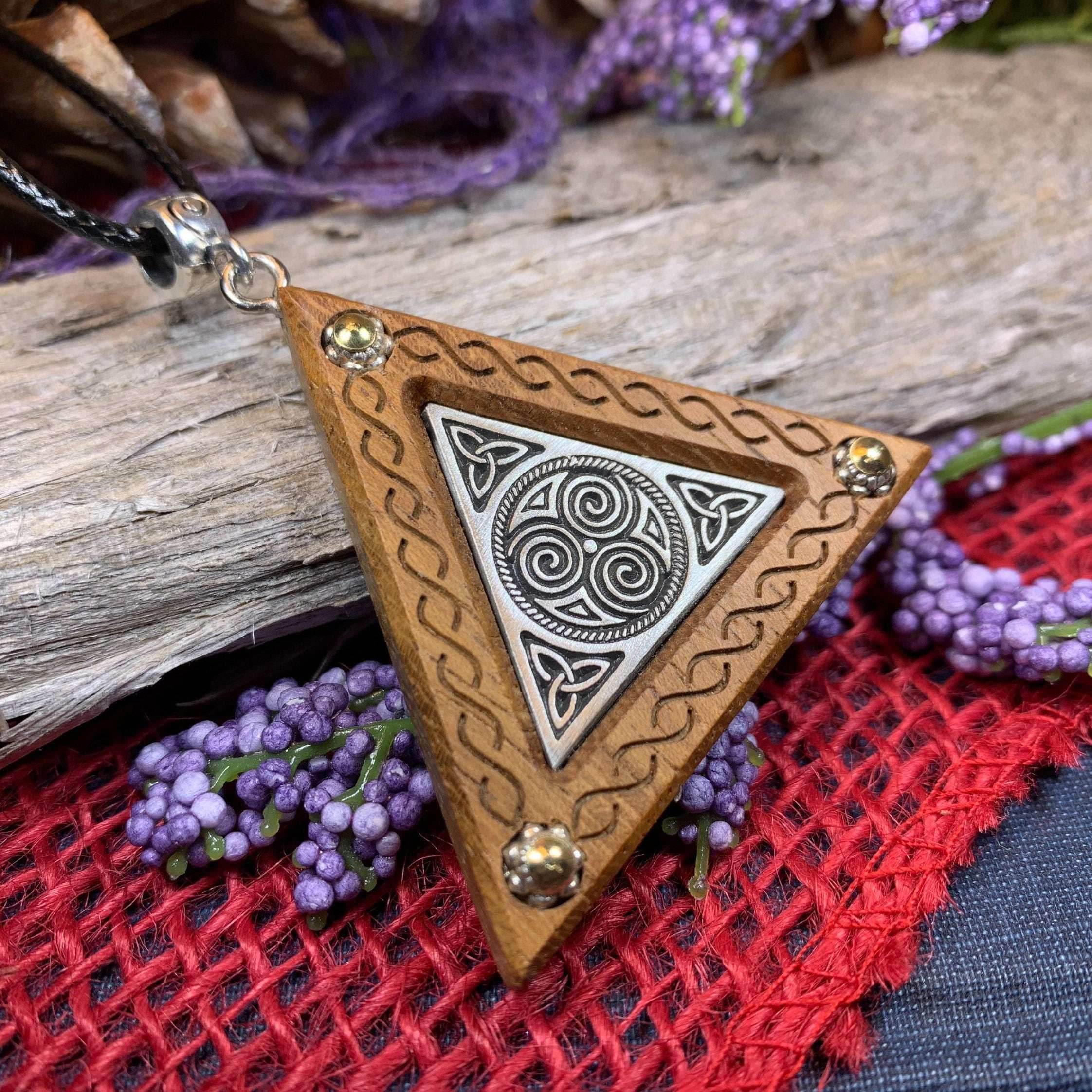 Black Walnut Triple Spiral Necklace - 