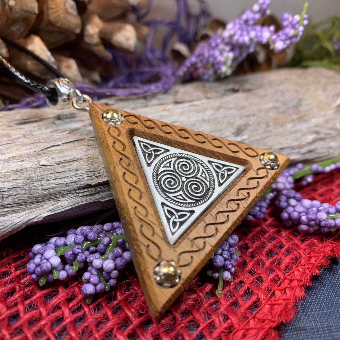 Black Walnut Triple Spiral Necklace - 