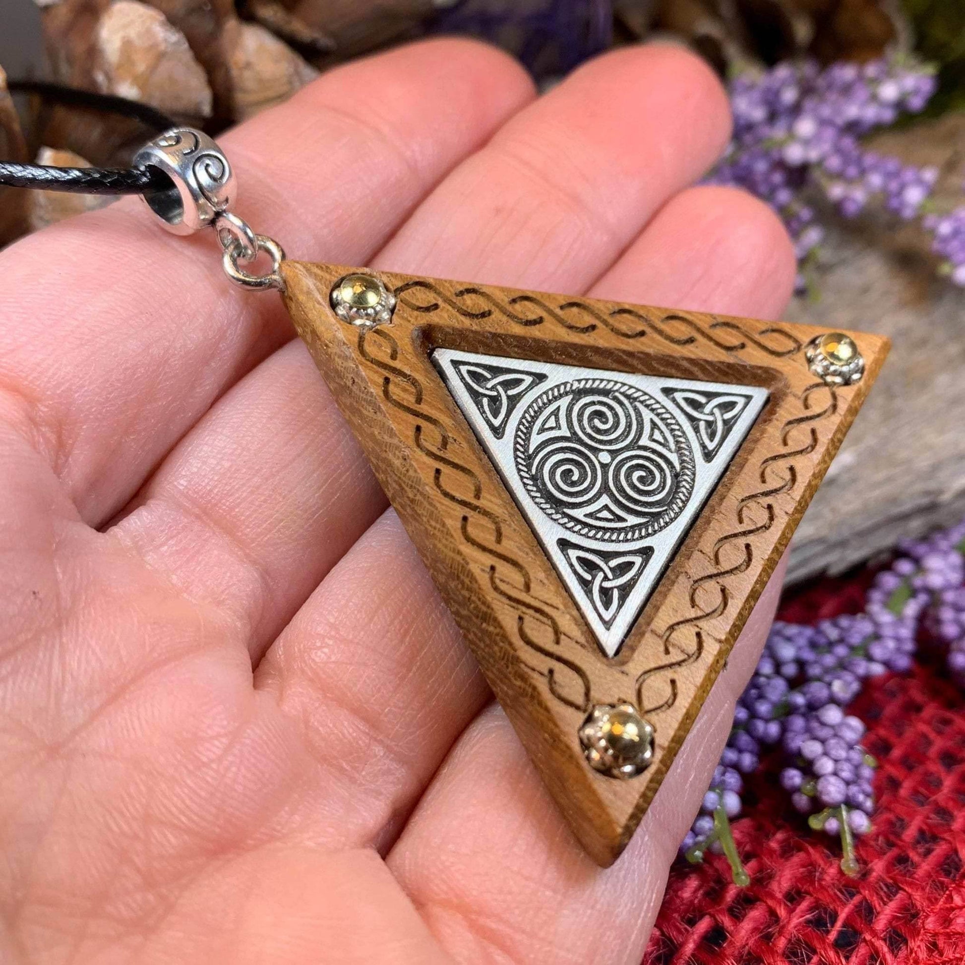 Black Walnut Triple Spiral Necklace - 