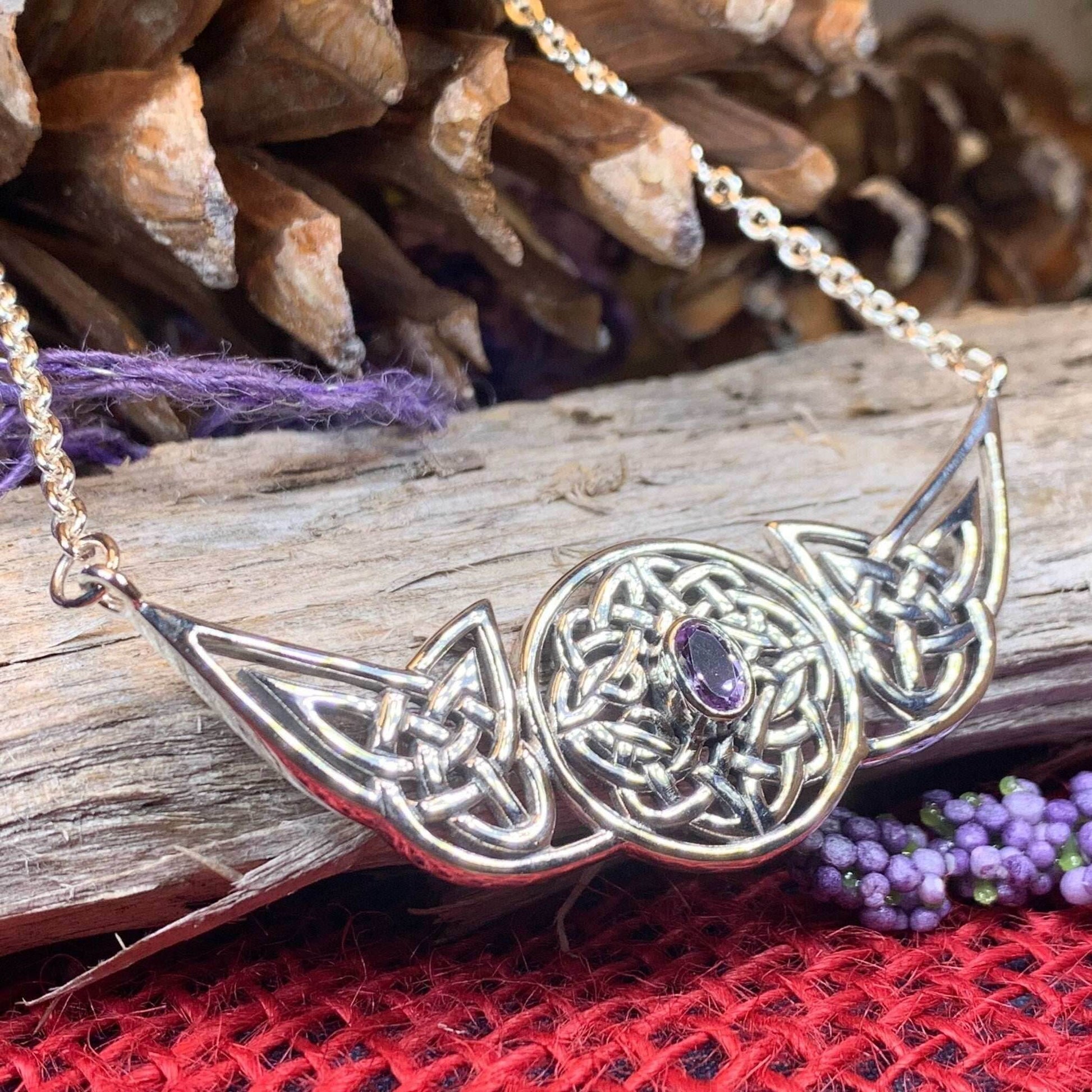 Glorious Celtic Wheel of Life Necklace - Amethyst