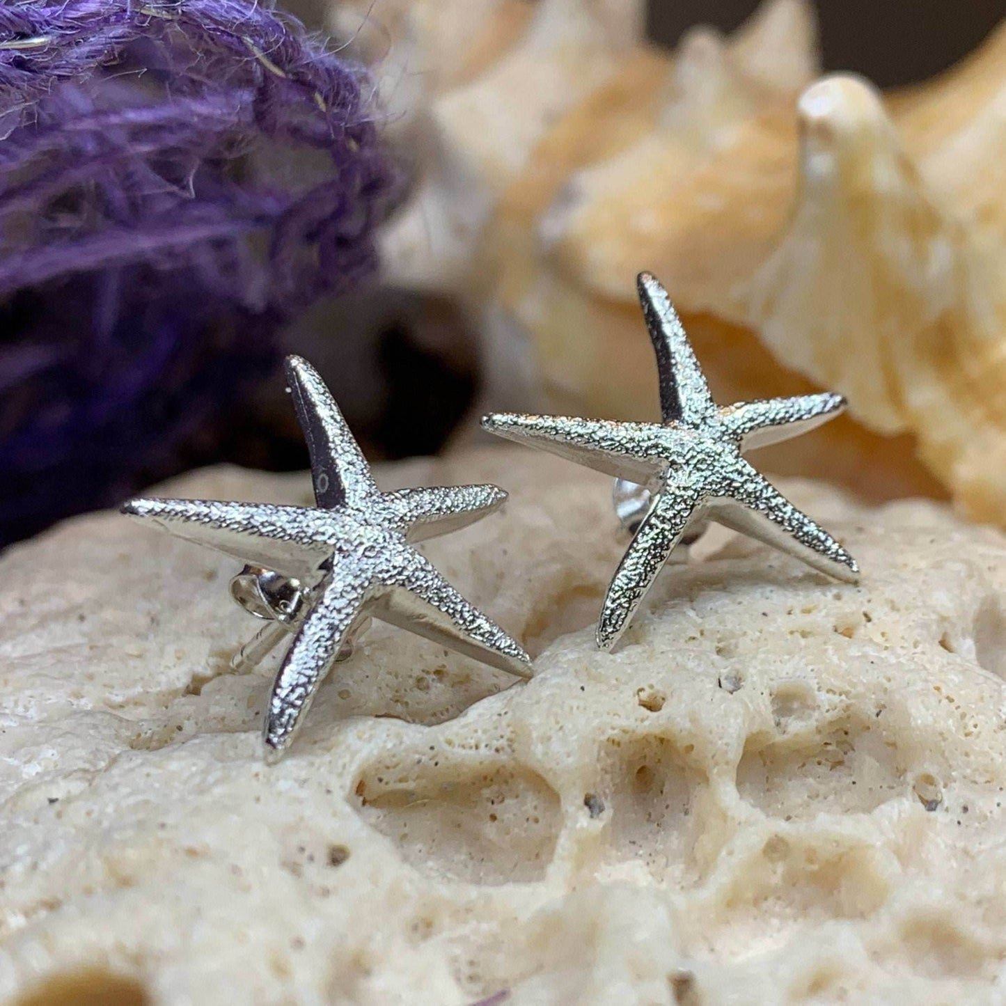 Satin Starfish Earrings - 