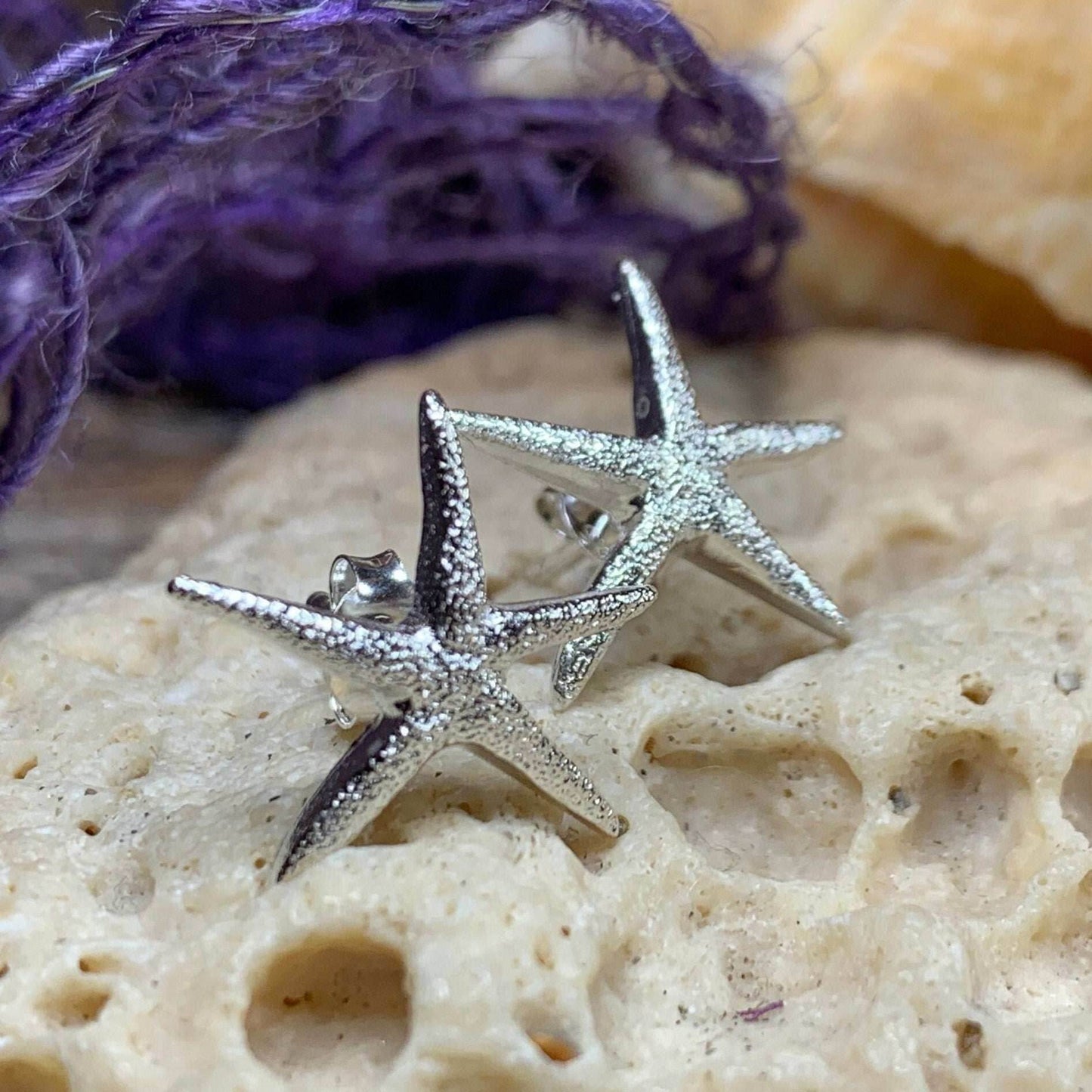 Satin Starfish Earrings - 