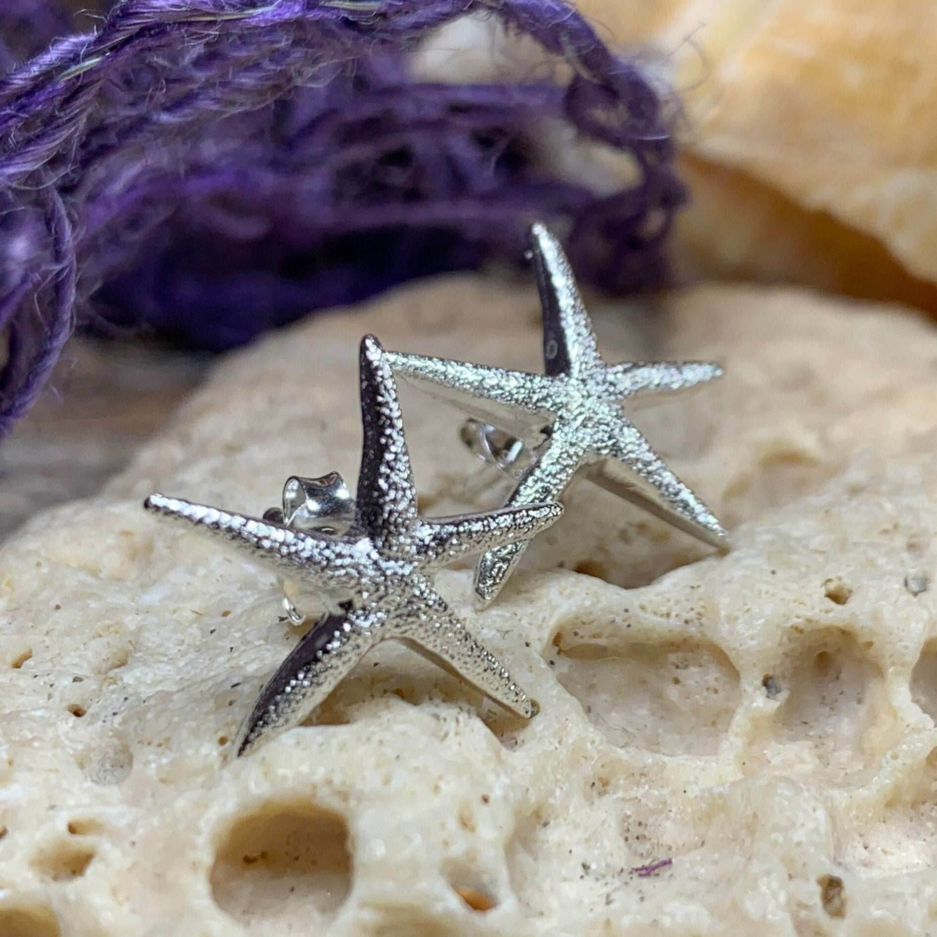 Satin Starfish Earrings - 