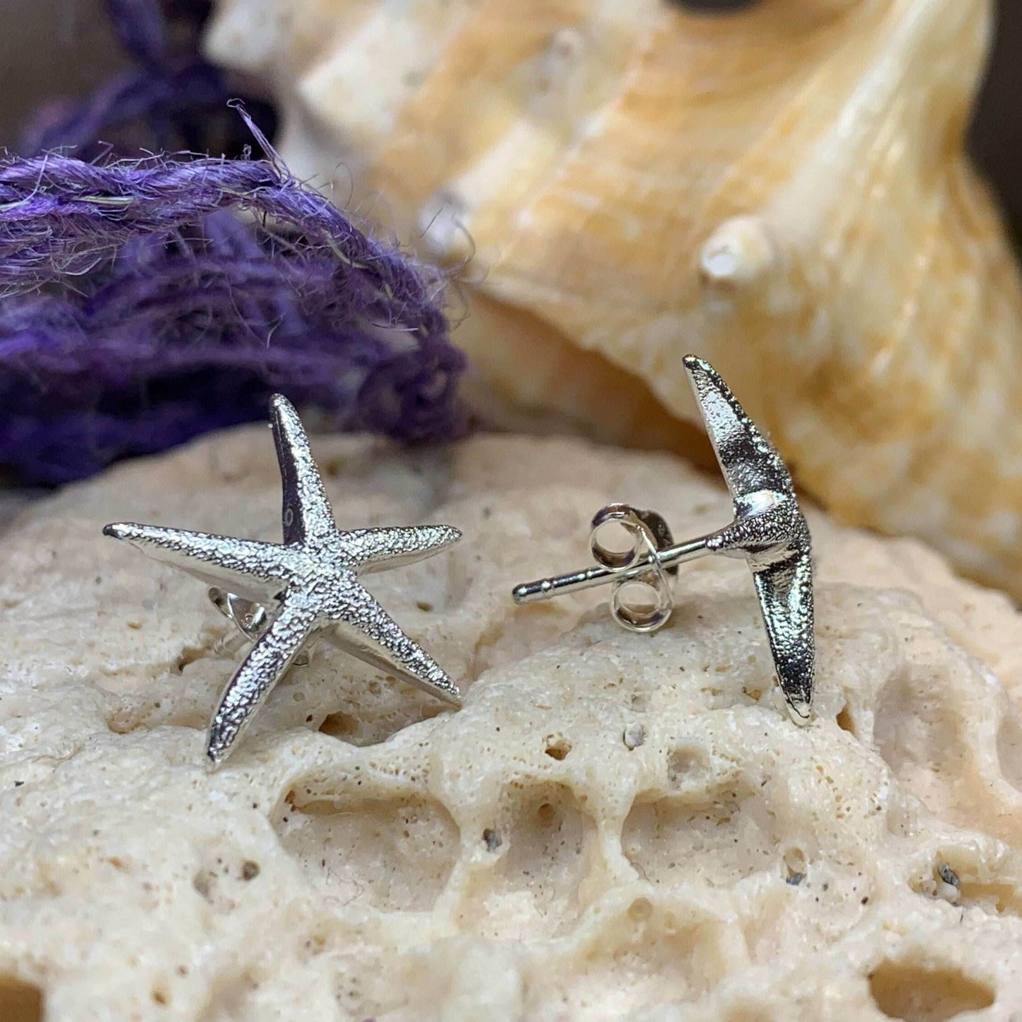 Satin Starfish Earrings - 
