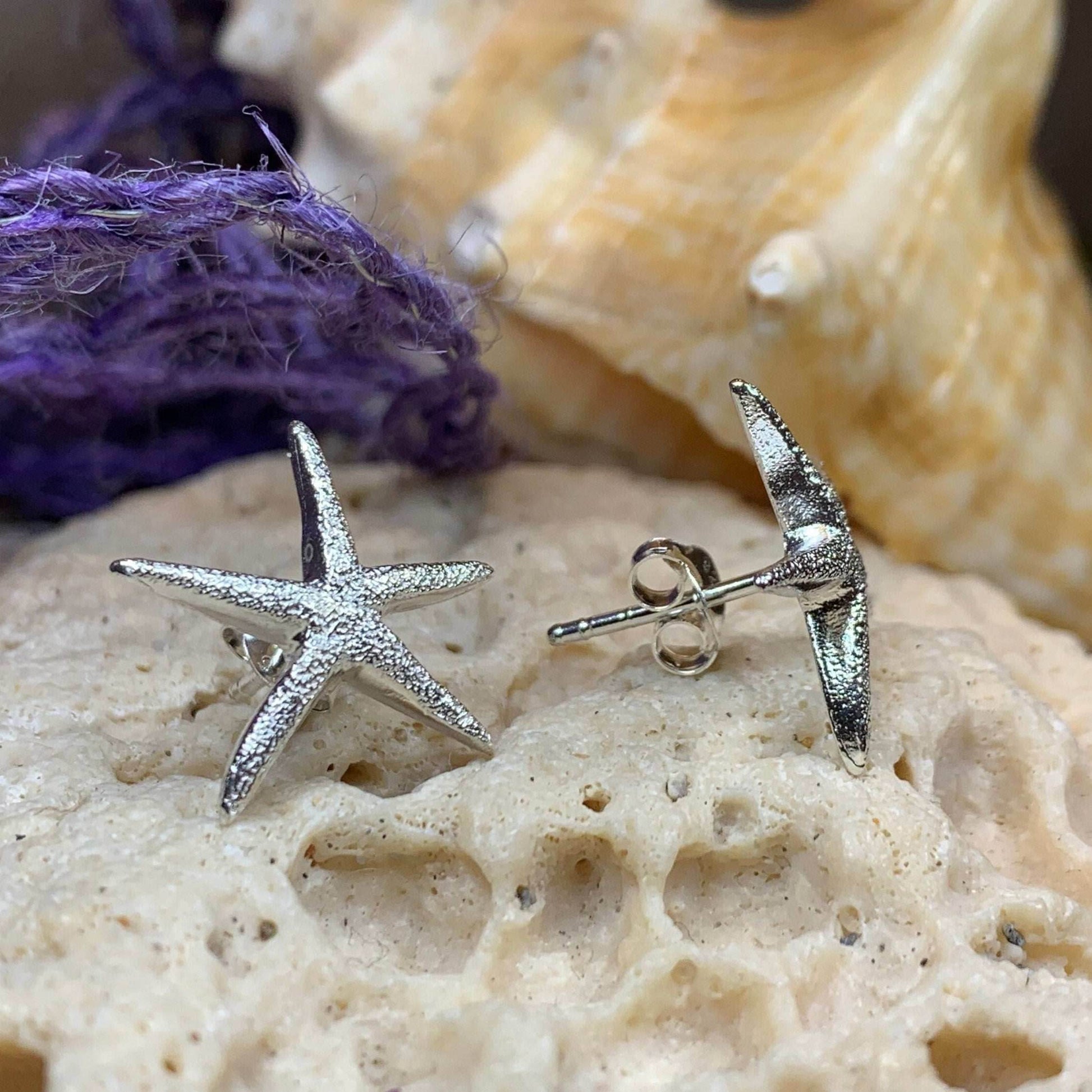 Satin Starfish Earrings - 