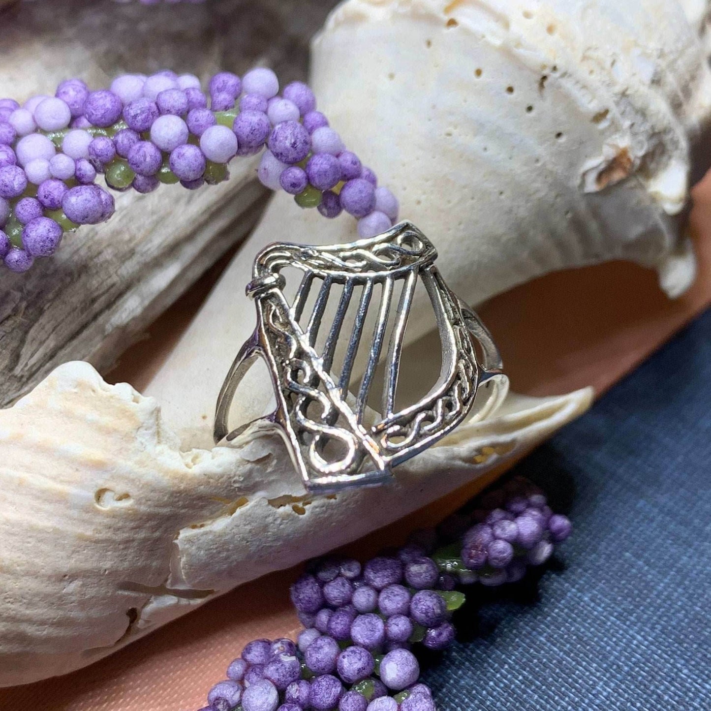 Green Isle Celtic Harp Ring - 6